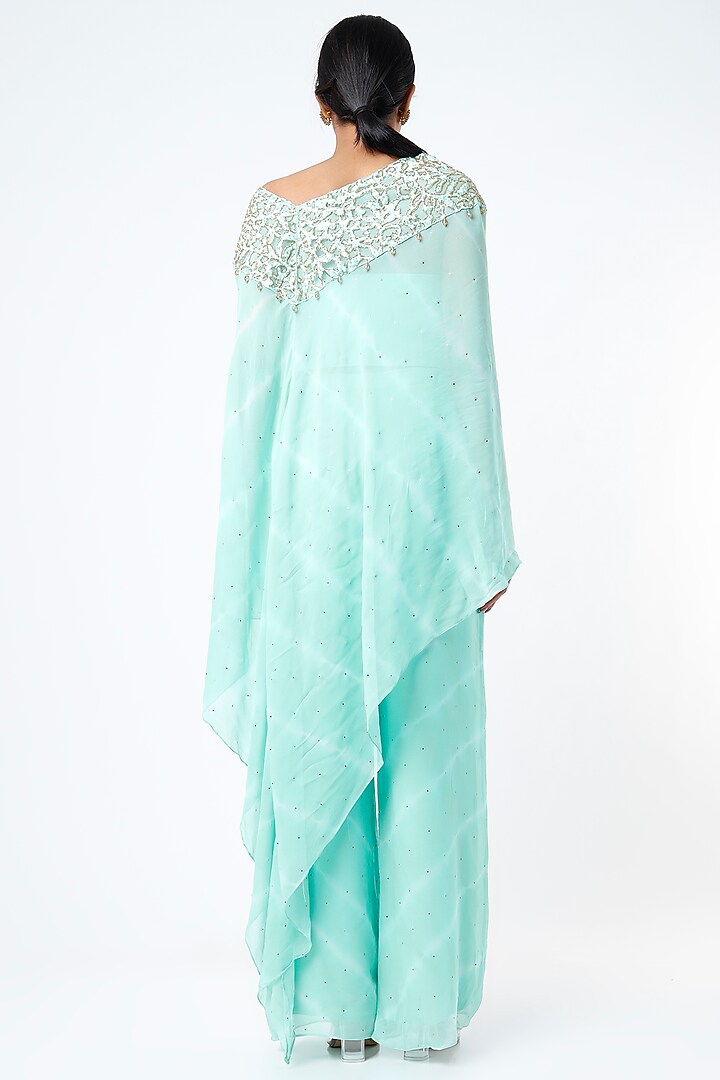 Ice Blue Embroidered Kurta Set by Rebecca Dewan at Pernia's Pop Up Shop