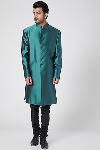 Emerald Green Achkan Sherwani by Ravi Bajaj