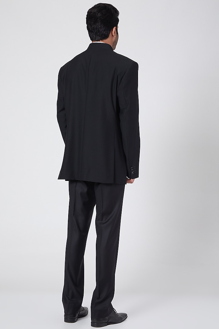 Black Groom Bandhgala Suit With Pants by Ravi Bajaj at Pernia's Pop Up Shop