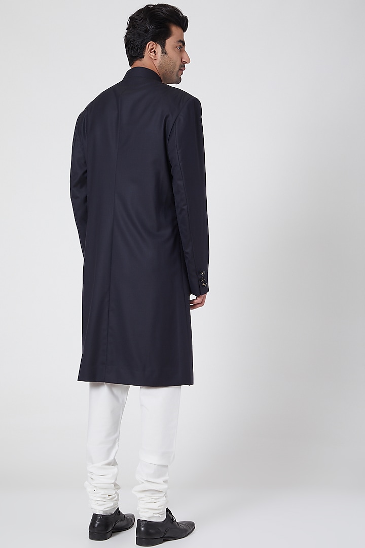 Black Achkan Groom Sherwani by Ravi Bajaj at Pernia's Pop Up Shop