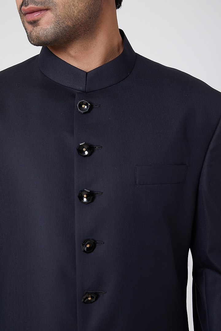 Black Achkan Groom Sherwani by Ravi Bajaj at Pernia's Pop Up Shop