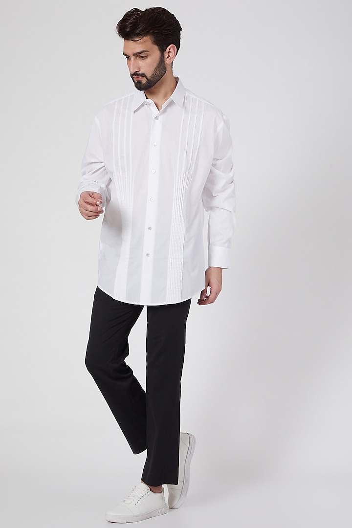 White Cotton Shirt by Ravi Bajaj