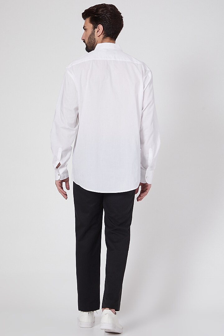 White Cotton Party Wear Shirt by Ravi Bajaj at Pernia's Pop Up Shop