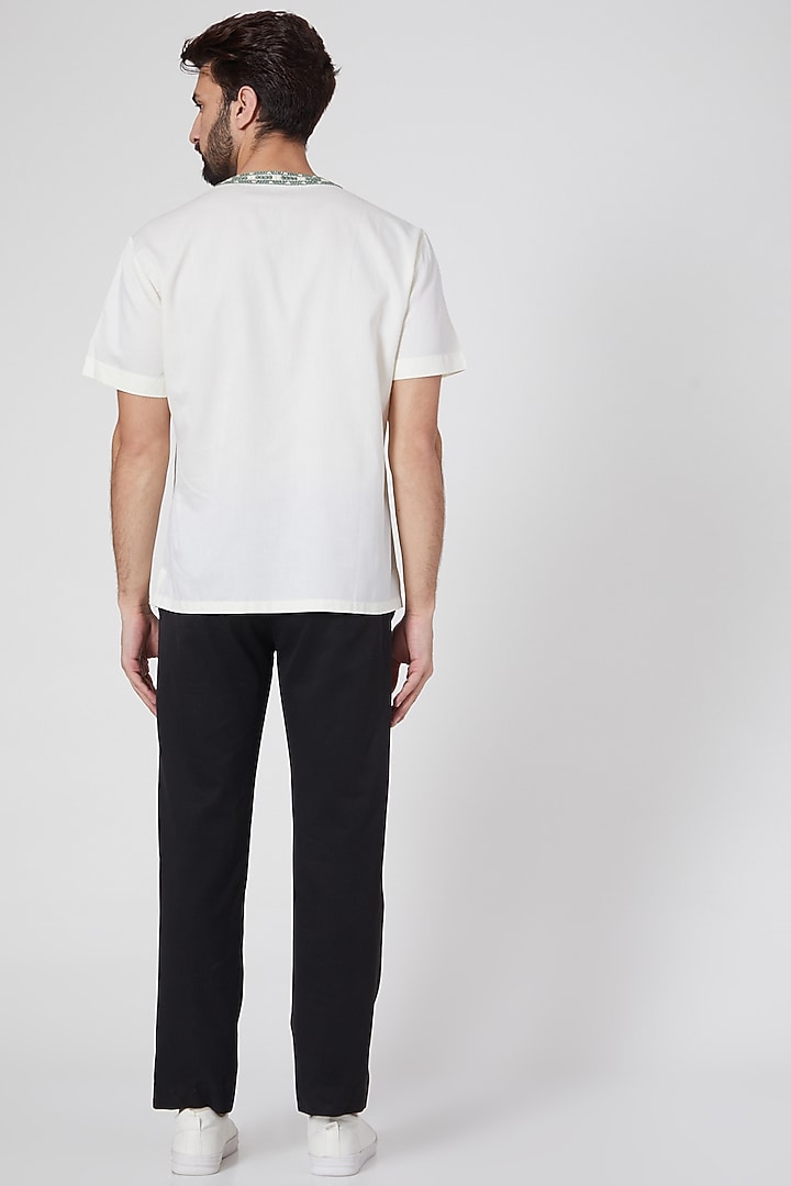 Lemon Embroidered Party Wear Shirt by Ravi Bajaj at Pernia's Pop Up Shop