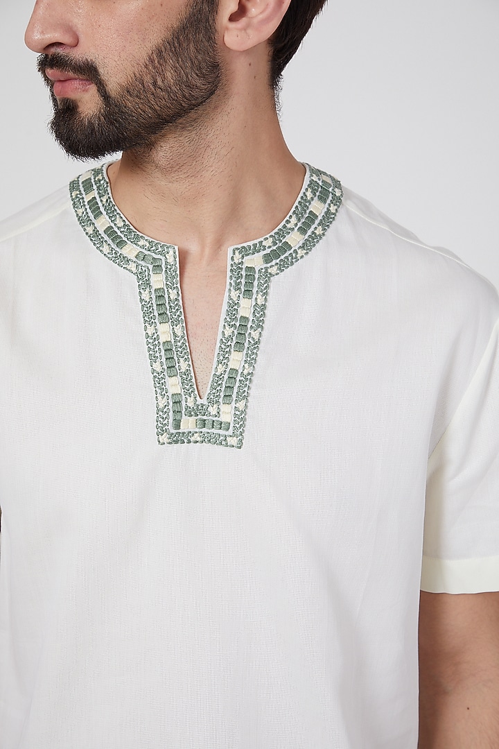 Lemon Embroidered Party Wear Shirt by Ravi Bajaj at Pernia's Pop Up Shop