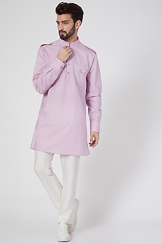 Pink Polka Printed Kurta by Ravi Bajaj