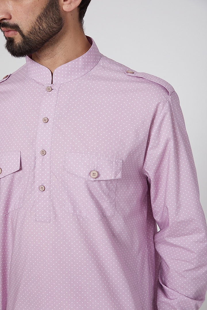 Pink Polka Printed Kurta by Ravi Bajaj at Pernia's Pop Up Shop
