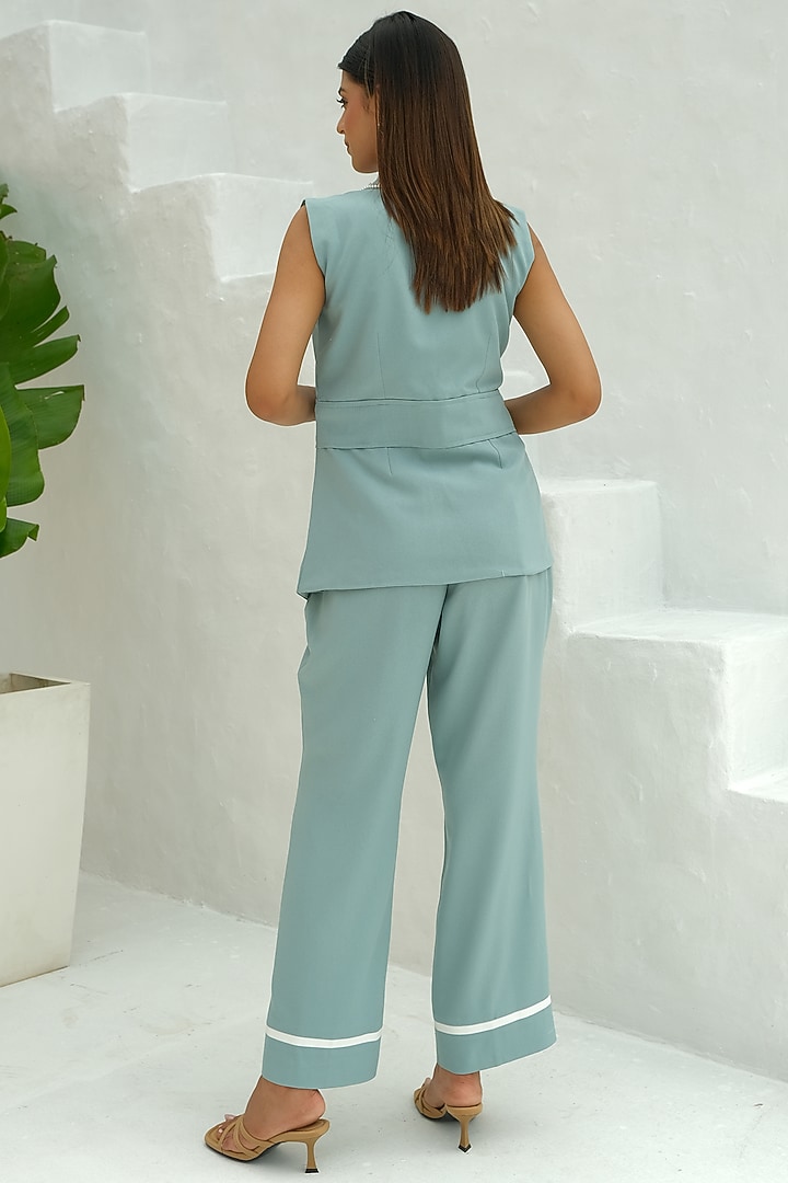 Shadow Green Mouse Crepe Beads Embellished Co-Ord Set by Rabnoor K Sethi at Pernia's Pop Up Shop