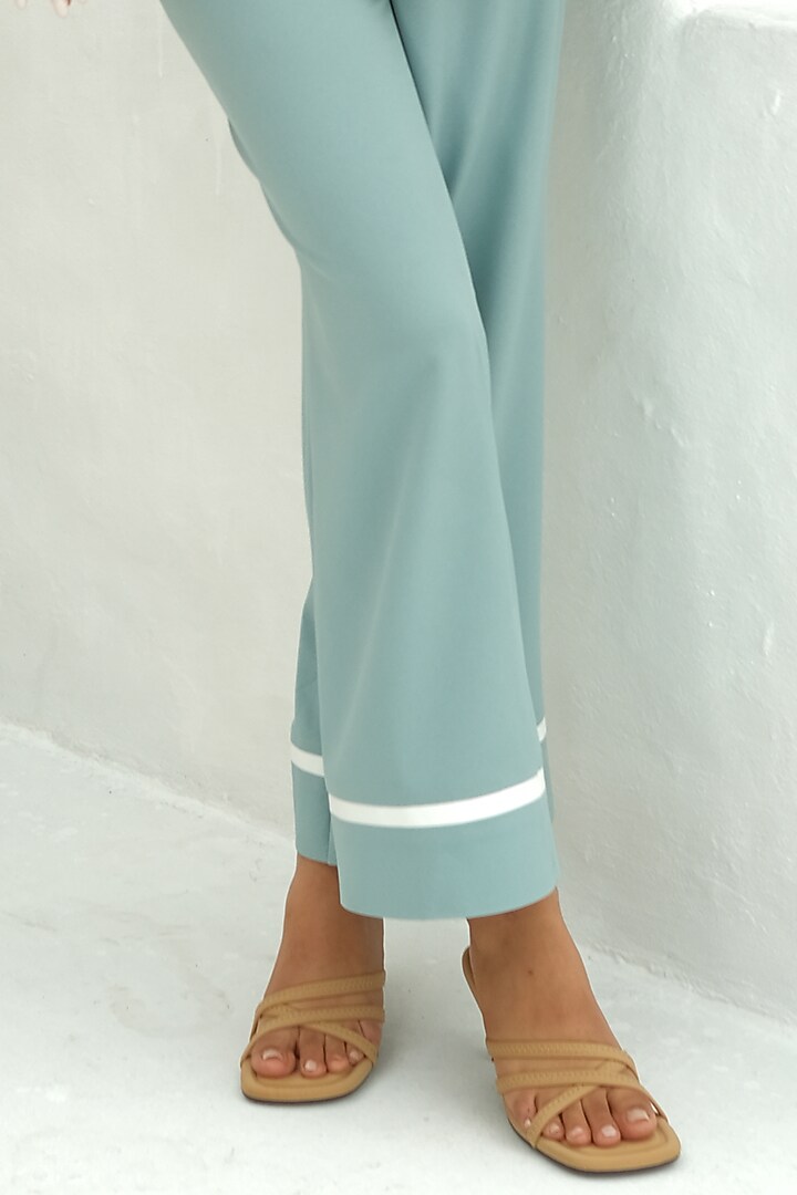 Shadow Green Mouse Crepe Beads Embellished Co-Ord Set by Rabnoor K Sethi at Pernia's Pop Up Shop