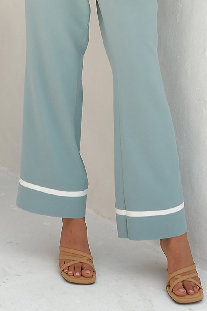 Shadow Green Mouse Crepe Hand Embroidered Co-Ord Set by Rabnoor K Sethi at Pernia's Pop Up Shop