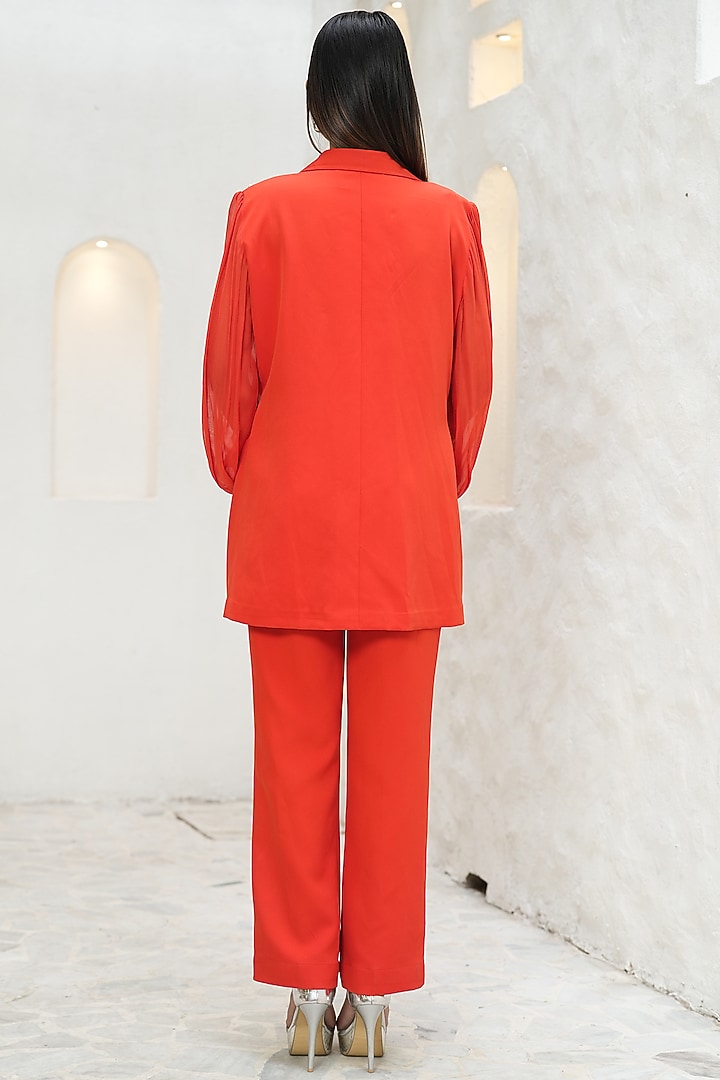 Tangerine Mouse Crepe Pearl Embroidered Co-Ord Set by Rabnoor K Sethi at Pernia's Pop Up Shop