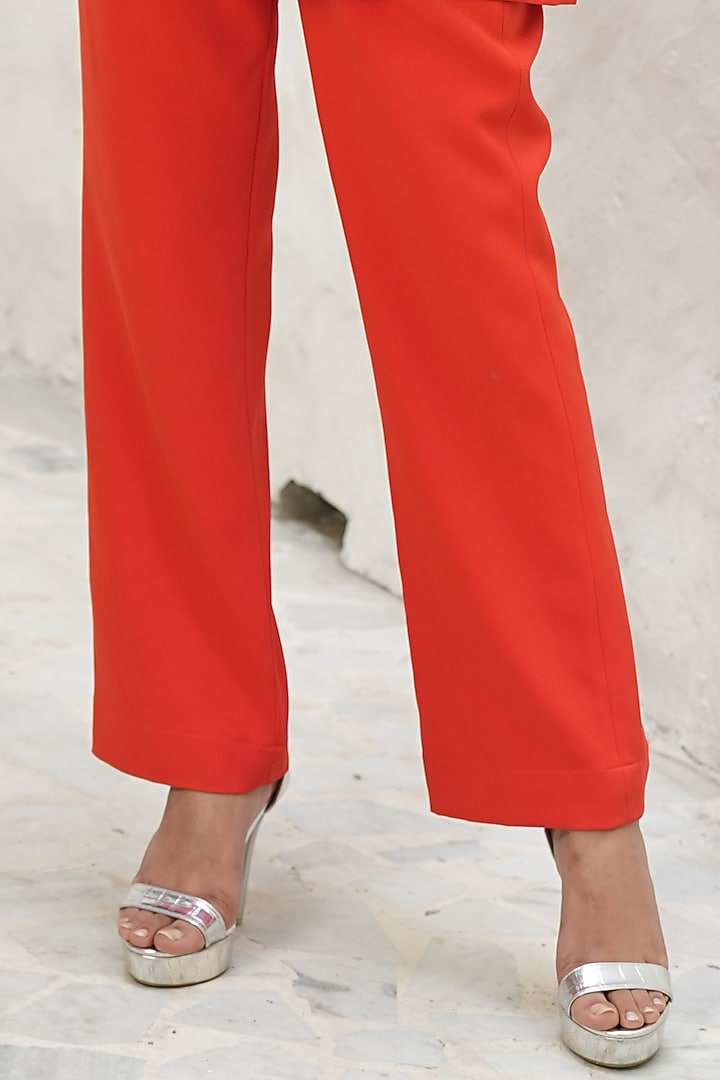Tangerine Mouse Crepe Pearl Embroidered Co-Ord Set by Rabnoor K Sethi at Pernia's Pop Up Shop