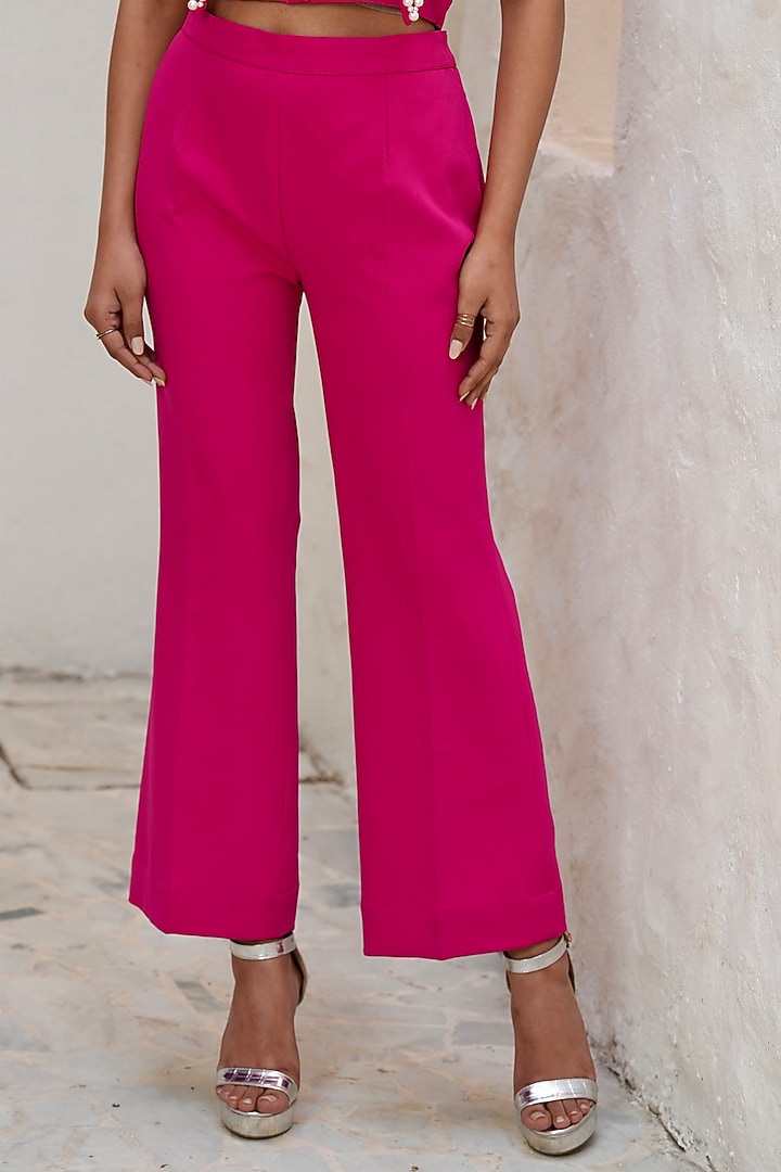 Hot Pink Banana Crepe Embellished Co-Ord Set by Rabnoor K Sethi at Pernia's Pop Up Shop