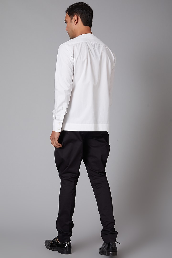 White Poplin Cheetah Embroidered Party Wear Shirt by Balance by Rohit Bal Men at Pernia's Pop Up Shop