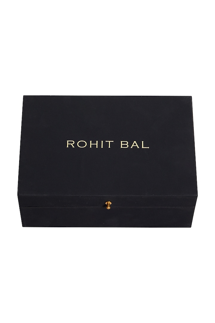 Black Floral Printed Pocket Square & Tie (Set of 2) by Rohit Bal Men at Pernia's Pop Up Shop