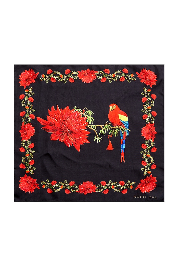 Black Digital Printed Pocket Square & Tie (Set of 2) by Rohit Bal Men at Pernia's Pop Up Shop