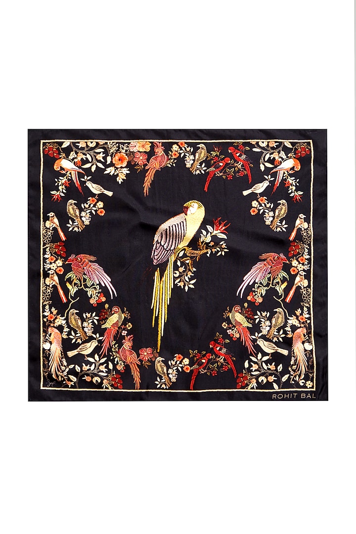 Black Printed Pocket Square & Tie (Set of 2) by Rohit Bal Men at Pernia's Pop Up Shop