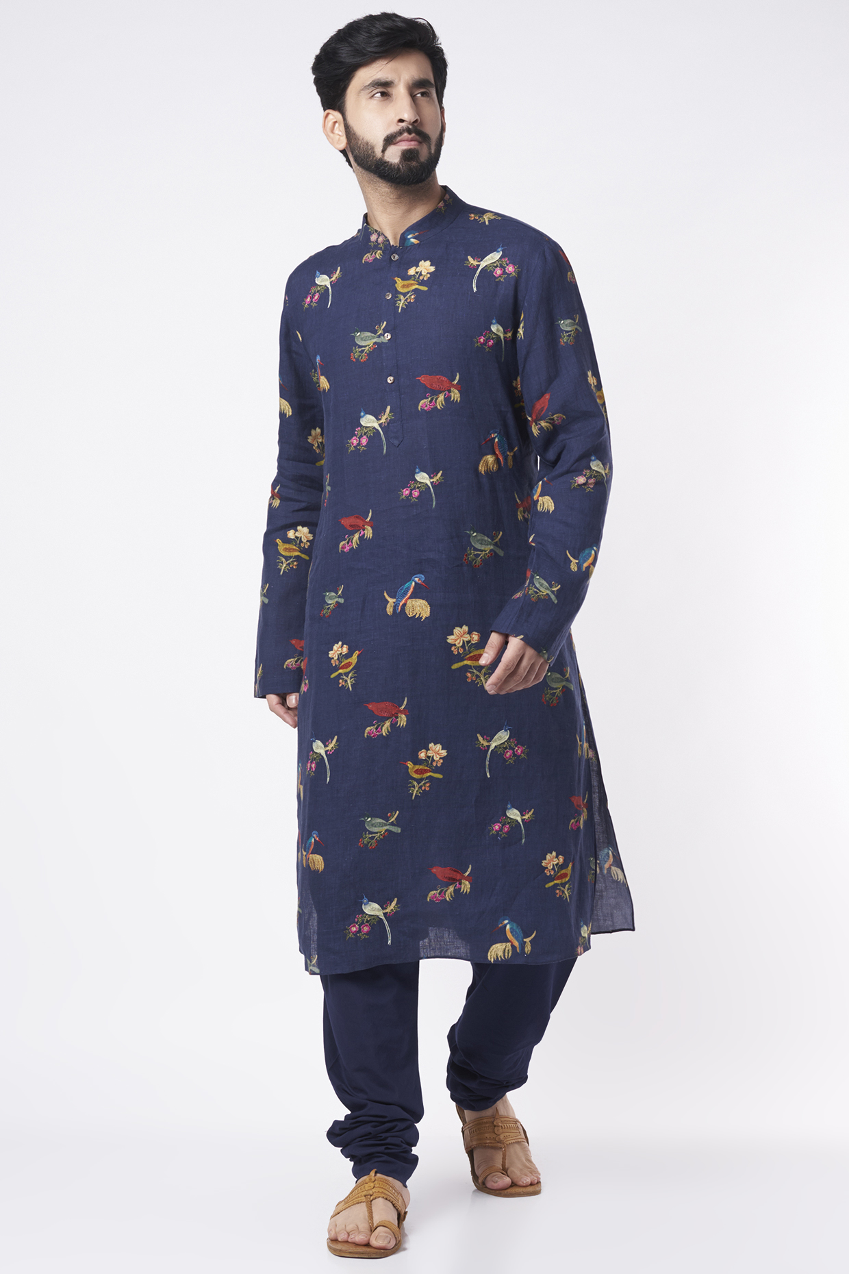 Indigo Digital Printed Kurta Set by Rohit Bal Men at Pernia's Pop Up Shop