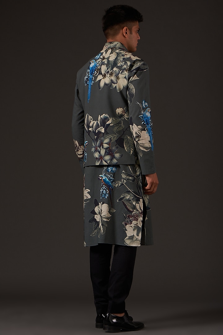 Grey Digital Printed Bundi Jacket by Balance by Rohit Bal Men at Pernia's Pop Up Shop