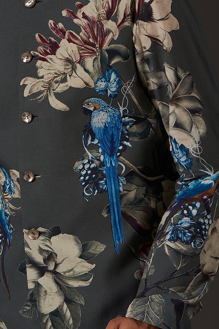Grey Digital Printed Bundi Jacket by Balance by Rohit Bal Men at Pernia's Pop Up Shop