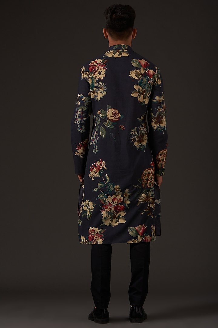 Black Digital Printed Kurta Set by Balance by Rohit Bal Men at Pernia's Pop Up Shop