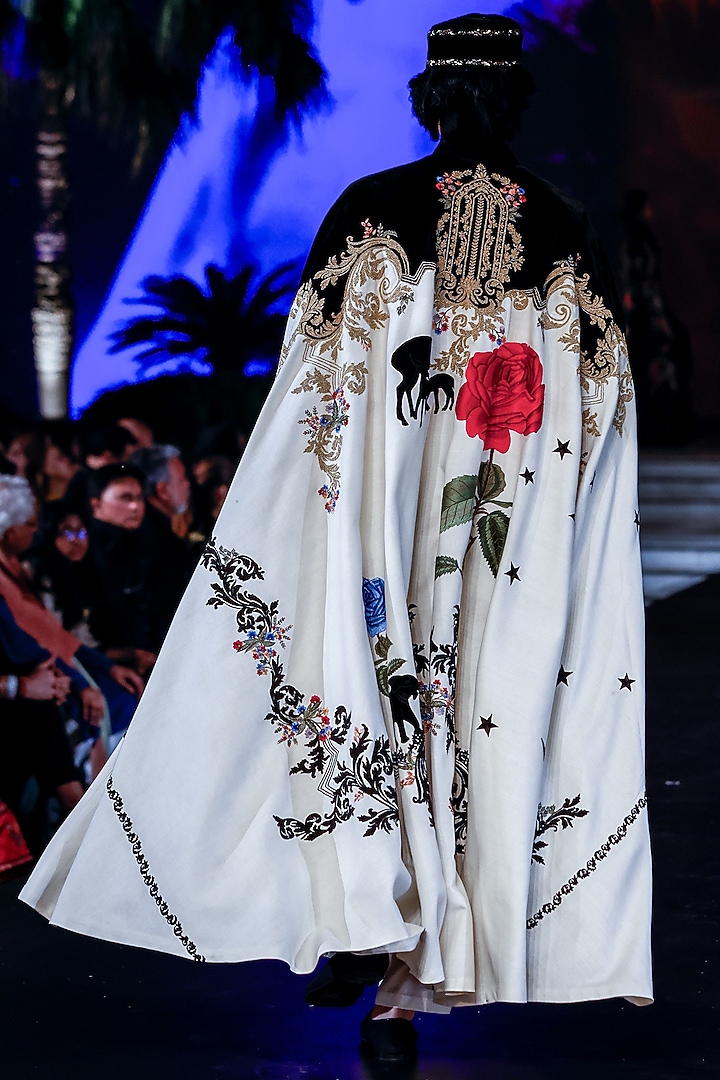 Ivory Matka Silk Dori Embroidered Cape by Rohit Bal Men at Pernia's Pop Up Shop