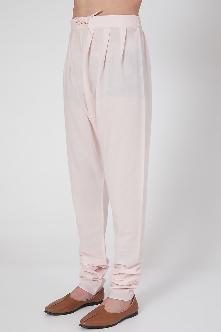 Powder Pink Chanderi Pintuck Kurta Set by Rohit Bal Men at Pernia's Pop Up Shop