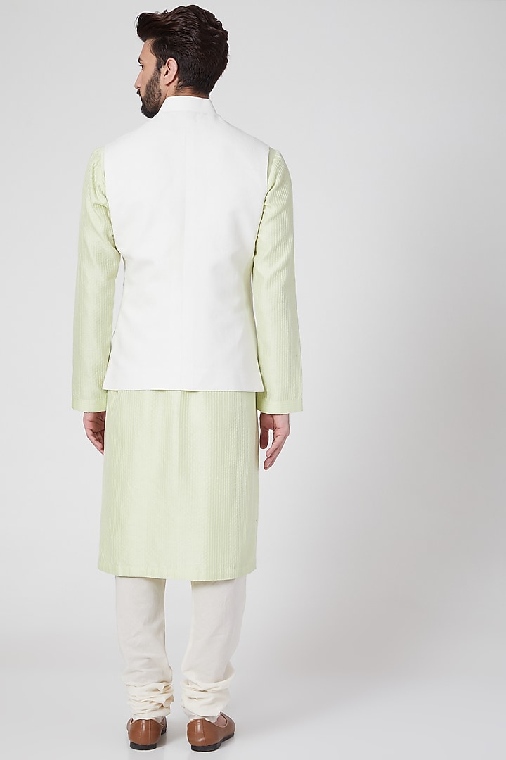Ivory Machine Embroidered Nehru Jacket by Rohit Bal Men at Pernia's Pop Up Shop