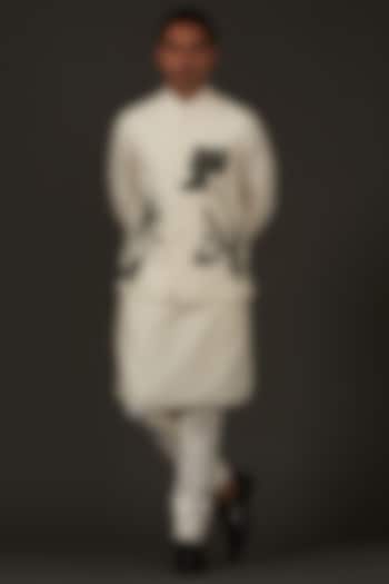Ivory Nehru Jacket In Linen by Rohit Bal Men