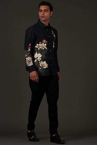 Black Printed Shirt by Balance by Rohit Bal Men