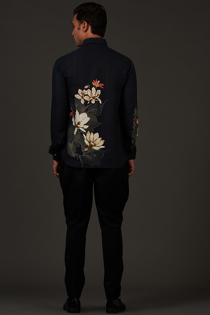 Black Printed Party Wear Shirt by Balance by Rohit Bal Men at Pernia's Pop Up Shop