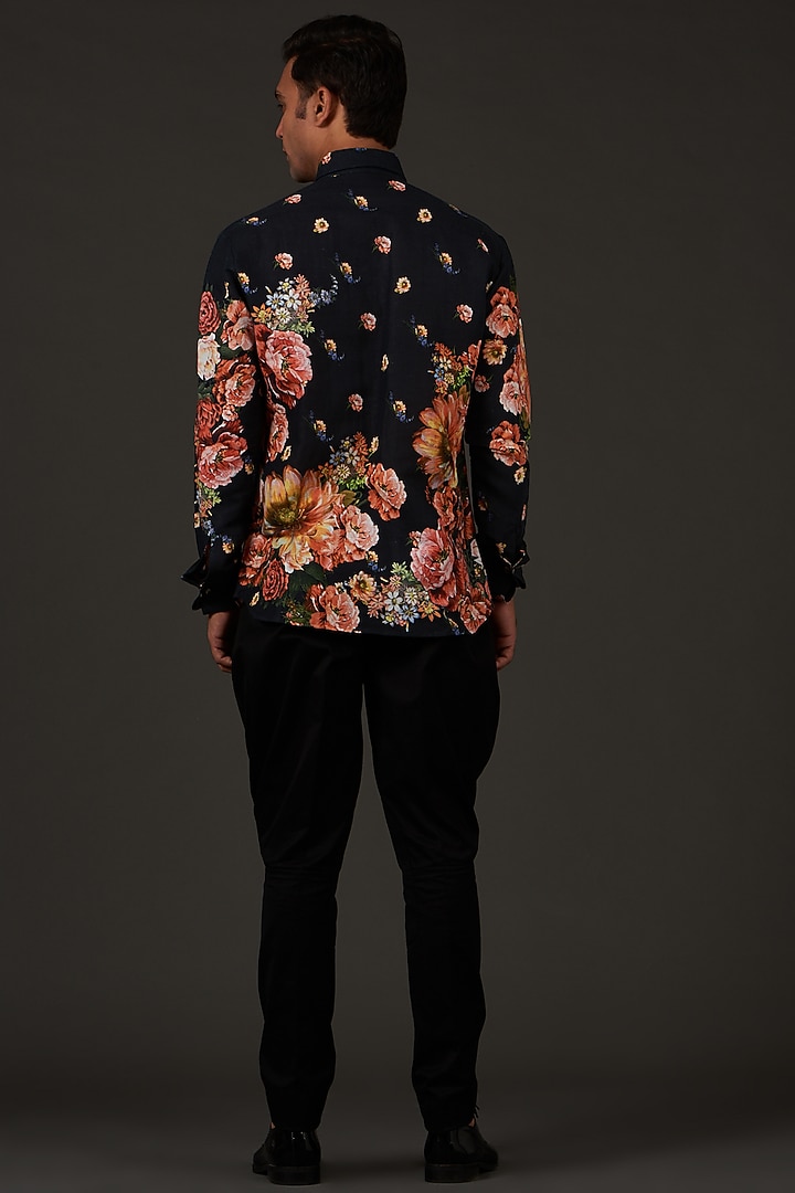 Ivory Cotton Linen Floral Printed Party Wear Shirt by Balance by Rohit Bal Men at Pernia's Pop Up Shop