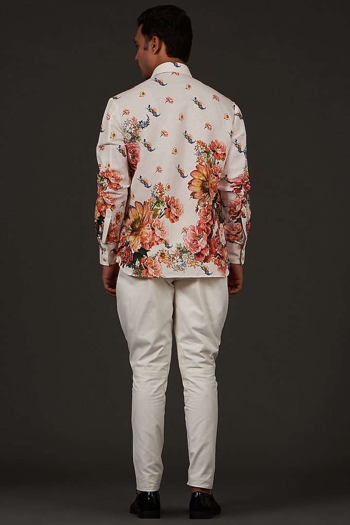 Black Satin Poplin Floral Printed Party Wear Shirt by Balance by Rohit Bal Men at Pernia's Pop Up Shop