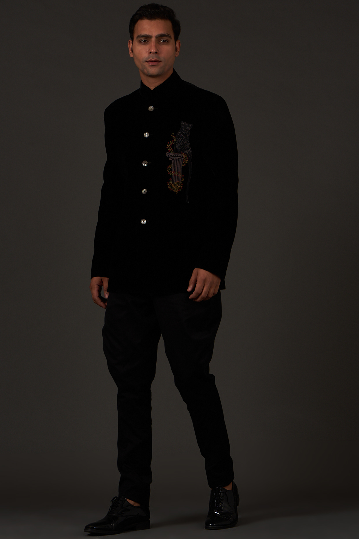 Black Embroidered Bandhgala Jacket by Rohit Bal Men