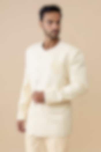Ivory Matka Silk Groom Bandhgala by Rohit Bal Men at Pernia's Pop Up Shop
