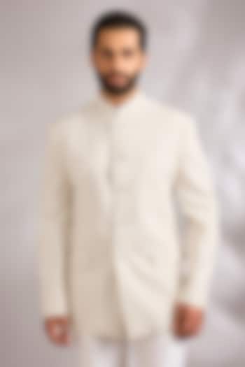 Ivory Voile Wedding Bandhgala by Rohit Bal Men at Pernia's Pop Up Shop