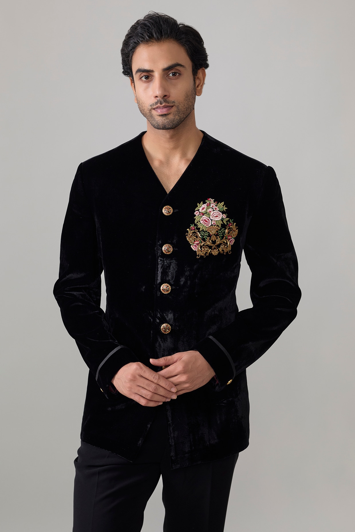 Rohit Bal Black Velvet Bandhgala