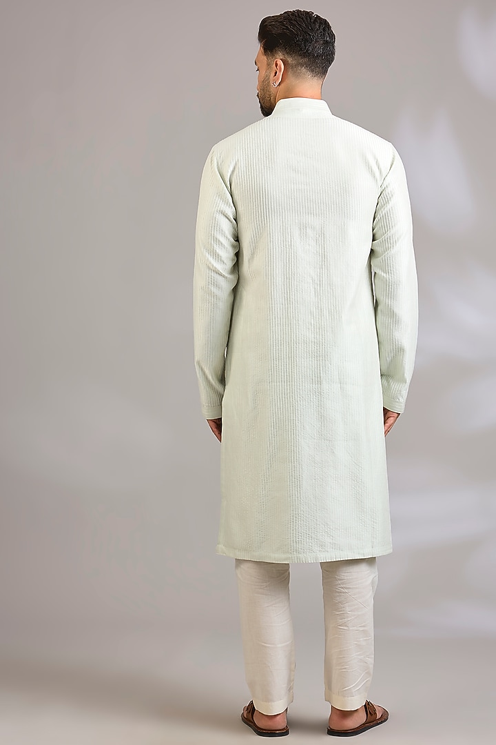 Sage Green Chanderi Kurta Set by Rohit Bal Men at Pernia's Pop Up Shop