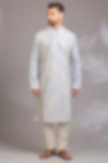 Powder Blue Chanderi Kurta Set by Rohit Bal Men at Pernia's Pop Up Shop