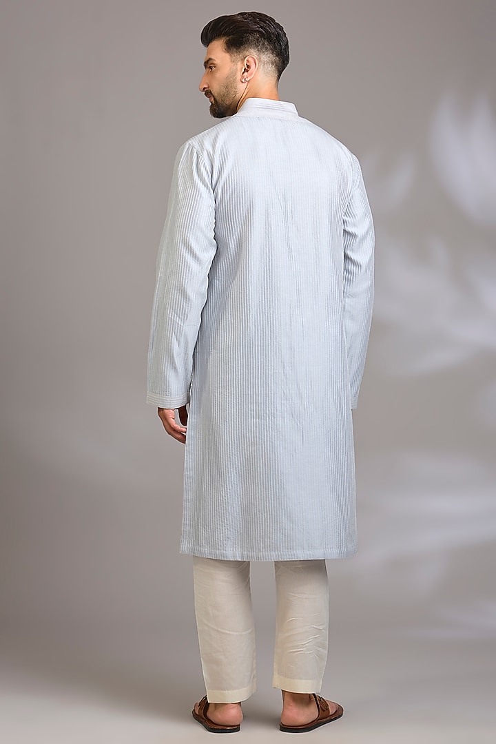Powder Blue Chanderi Kurta Set by Rohit Bal Men at Pernia's Pop Up Shop