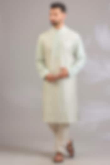 Sage Green Chanderi Kurta Set by Rohit Bal Men at Pernia's Pop Up Shop