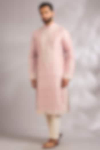 Powder Pink Dupion Silk Kurta Set by Rohit Bal Men at Pernia's Pop Up Shop