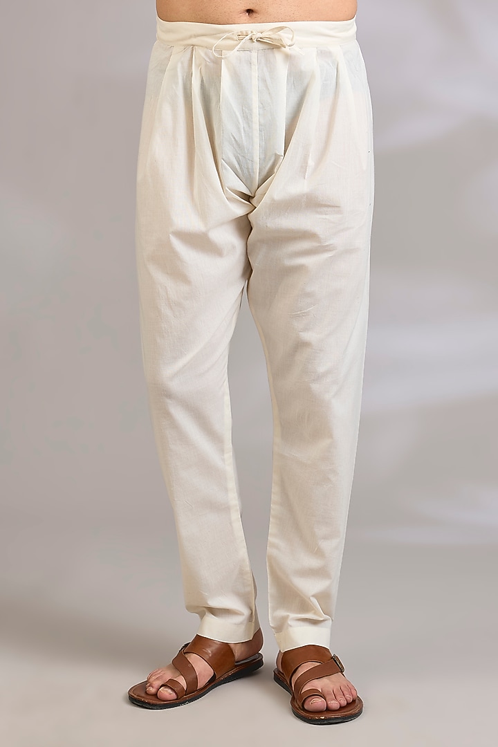 Beige Chanderi Kurta Set by Rohit Bal Men at Pernia's Pop Up Shop