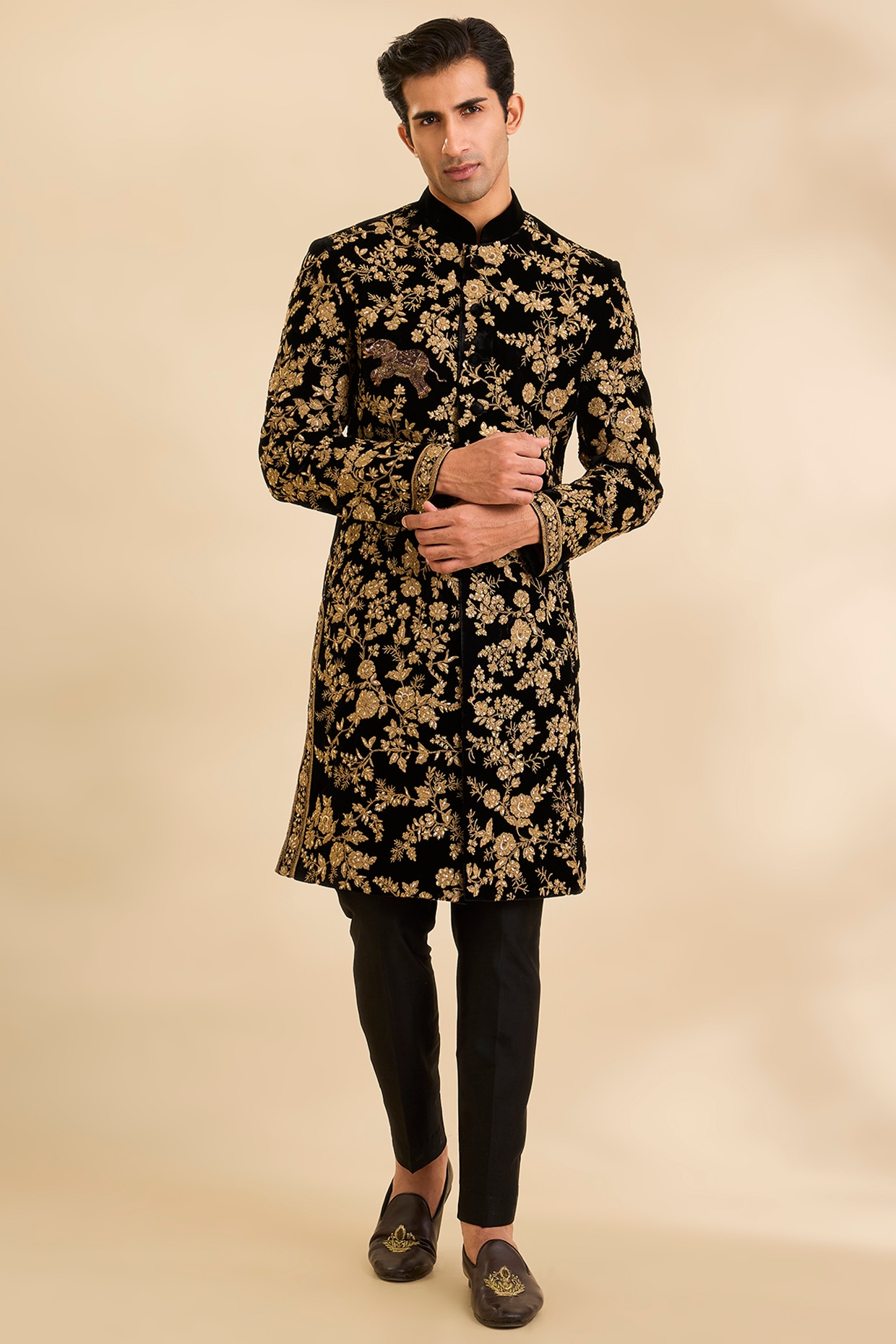 Rohit Bal Black Velvet Sherwani