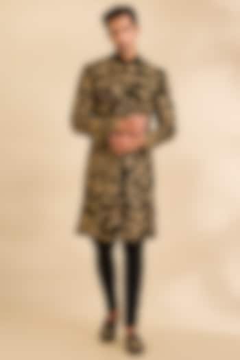 Black Velvet Groom Sherwani by Rohit Bal Men at Pernia's Pop Up Shop