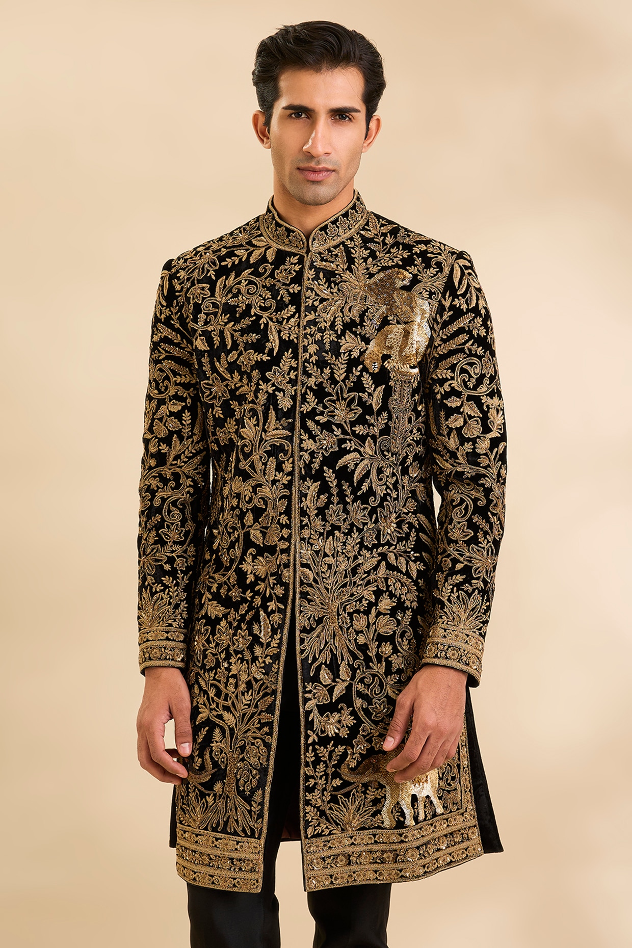 Rohit Bal Black Velvet Sherwani