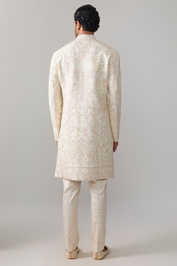 Ivory Silk Groom Sherwani by Rohit Bal Men at Pernia's Pop Up Shop