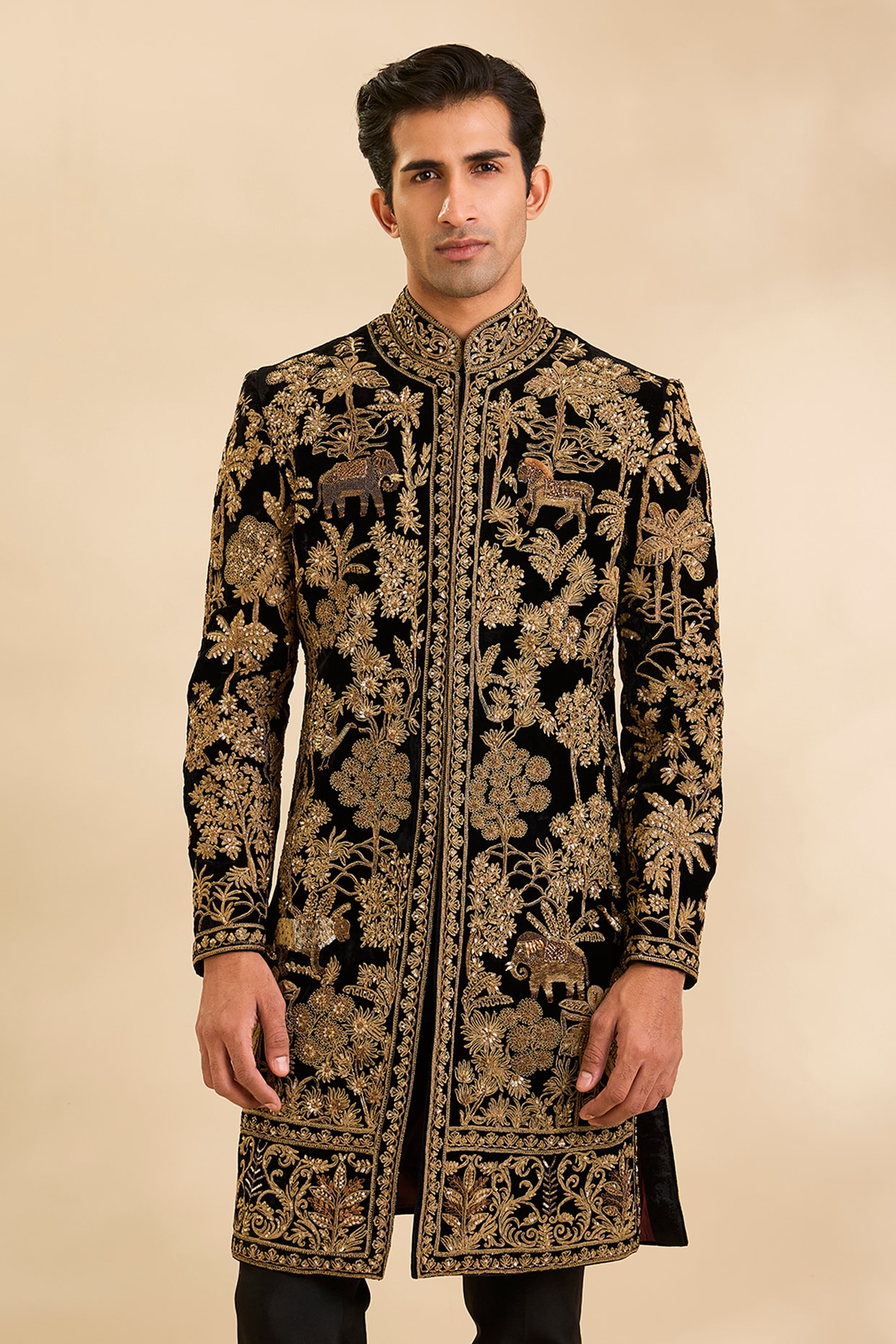 Rohit Bal Black Velvet Sherwani