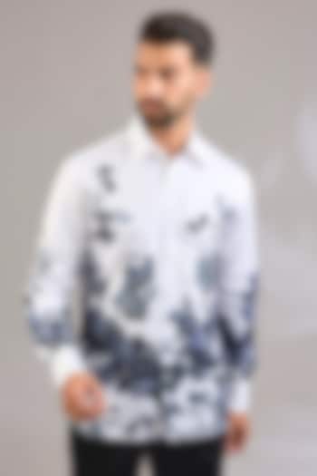 Ivory Poplin Party Wear Shirt by Rohit Bal Men at Pernia's Pop Up Shop