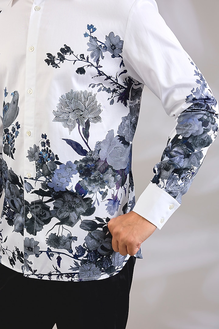 Ivory Poplin Party Wear Shirt by Rohit Bal Men at Pernia's Pop Up Shop